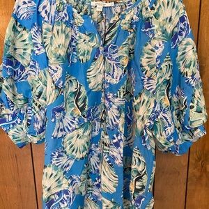 Chico's Tropical Blue and Green Blouse